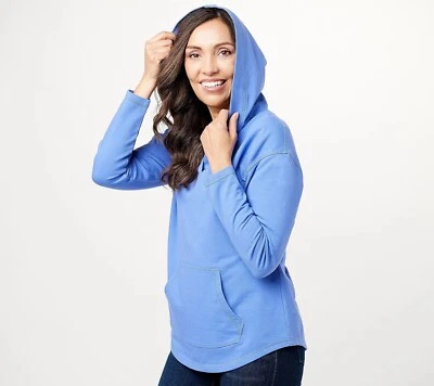 Isaac Mizrahi Live! Top con capucha SOHO Baby French Terry azul orquídea talla XL *NUEVO* Foto 1 de 4