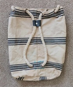 Canvas Beach Bag Rope Sling Backpack w/ Pocket - Picture 1 of 9