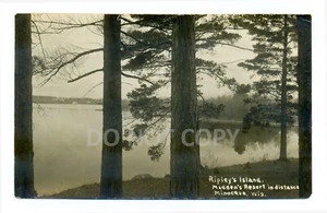 Tarjeta postal de Minocqua WI, Ripley's Island, Madden's Resort, 1911 RPPC, condado de Oneida - Imagen 1 de 2