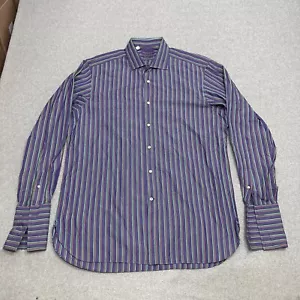 Ralph Lauren Purple Label Mens Purple Stripe French Cuff Dress Shirt Size 16-1/2 - Picture 1 of 13
