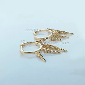 0.22 Ct Diamond Changerlier Huggie Earrings Gold Party Wear Minimalist Jewelry - Picture 1 of 8