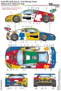Calcomanía LB Production 1/24 Audi R8 LMS Evo ll Uno Racing Team Macao 2022 LB24073 - Imagen 1 de 3