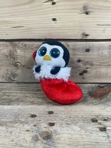 TY Ohrenschützer Pinguin Strumpf Plüsch Schlüsselanhänger Beanie Baby Boos Urlaub Tasche Clip - Bild 1 von 6