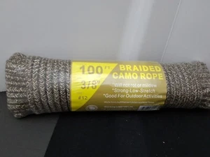 Braided CAMO Polypropylene Utility Rope 3/8in x 100ft Heavy Duty Durable New - Picture 1 of 3