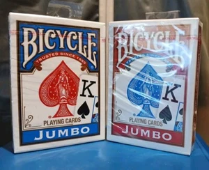 BICYCLE JUMBO LARGE LETTERS PLAYING CARD RED + BLACK DECKS - Picture 1 of 1
