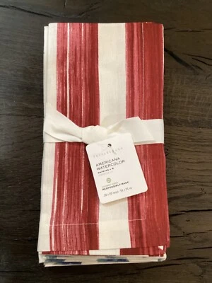 Servilletas Pottery Barn Americana Acuarela Algodón/Lino, Juego de 4 Rojo Blanco Azul Foto 1 de 4