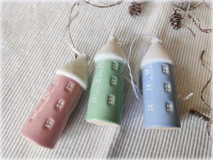 Häuschen ⚜️3er Set ⚜️ REDUZIERT⚜️Dekohänger⚜️ Ton glasiert⚜️ Christbaum⚜️ Advent - Bild 1 von 2