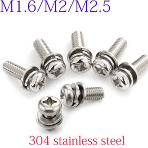 M1.6/M2/M2.5 Cross Recessed Pan Head Screw, Spring Lock Washer Washer Assemblies - Picture 1 of 10