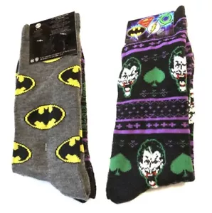 Hyp DC Comics Batman The Joker Pose Men's Crew Socks 2 Pair Pack Shoe Size 6-12 - Picture 1 of 3