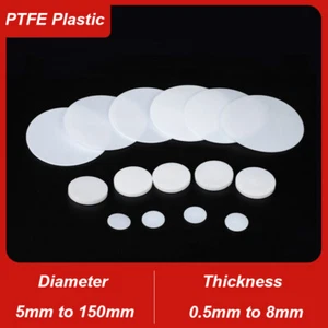 10Pcs PTFE Plastic Solid Discs Flat Round Pad Sealed Cushioning Diameter 5-150mm - Picture 1 of 7