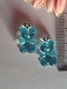 Lot de 2 oursons acrylique, pendentif, breloque, bleu clair, 2 x 1 cm (A1-01) - Imagen 1 de 2