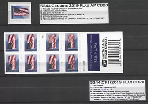 2018 FLAG #5344a(CF1) Convertible Booklet of 20 + Single from "Normal" Booklet - Picture 1 of 1