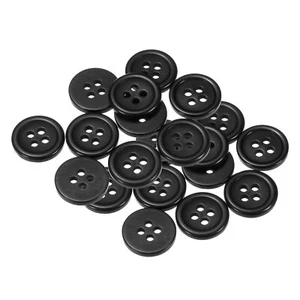 20pcs Sewing Buttons 1/2" Resin Round Flat 4-Hole Craft Buttons, Black - Picture 1 of 5