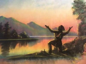 Colorful Mountains and Lake Scene by William Chandler - Picture 1 of 1