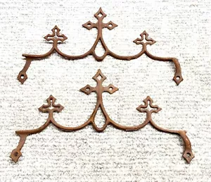 2 antike Gusseisen Friedhof Zaun verzierte Spitze Architektur Ornament Endstücke - Bild 1 von 8