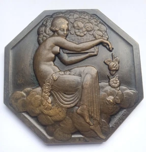 1925 PARÍS EXPOSICIÓN FRANCESA ART DECO MEDALLA EXPOSICIÓN por PIERRE TURIN - Imagen 1 de 3