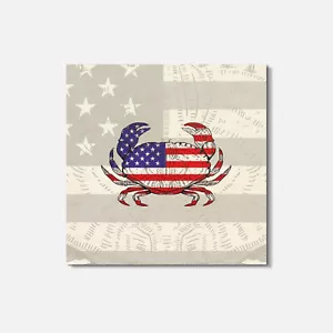 Montaña rusa cuadrada de madera Cangrejo Bandera Americana de EE. UU. 4"" X 4"" - Imagen 1 de 3