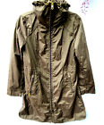 Ensemble trench-coat et sac à main Cole Haan taille M capuche emballable vert olive pluie vent