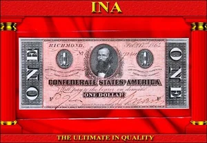 $1 Confederate 1864 US Civil-War Note T-71 PF-11 CR-Unl Crisp AU Red Rarity-10 - Picture 1 of 2
