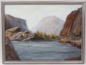 Sylvia Faust 18x24 Oil Painting Western Landscape Canyon River Coyote Mountains - Picture 1 of 12