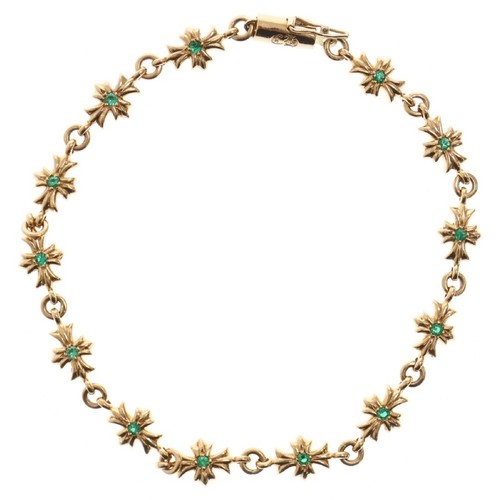 CHROME HEARTS CUORI CROMATI 22K TNY E CH PLS P EMRLD piccolo più bracciale PAVE oro smeraldo