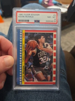 1987 Fleer Sticker #5 Kevin Mchale PSA 8 - Image 1 of 2