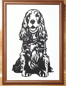 Handgefertigte Kirie Papercut Kunst - English Cocker Spaniel Hund Silhouette (A4, schwarz P - Bild 1 von 4