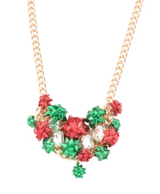 Novo com etiquetas Betsey Johnson Colar Declaração de Natal Presente Laço Cristal Feriado Deslumbre - Imagem 1 de 4