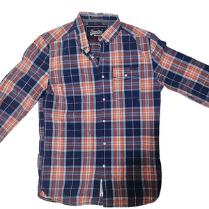 Superdry Men’s Premium Check Shirt Medium Long Sleeve Button Down - Picture 1 of 4