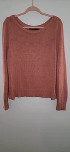 Lauren Ralph Lauren Womens XL Textured Knit Sweater Scoop Neck Mauve Pink Cotton - Picture 1 of 6