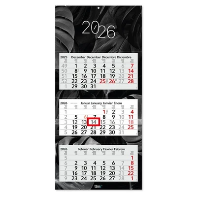 Timr 3-Monatskalender 2026 Wandkalender mit Schieber mehrsprachig I tr334