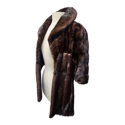 Chaqueta Bolero Capa Envolvente Estola Piel Visón Lujosa Marrón Chocolate De Colección Foto 1 de 4