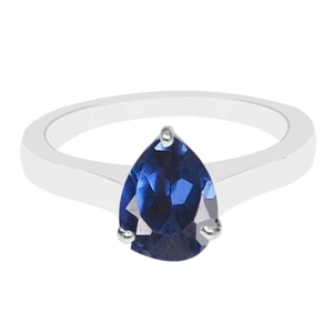 1,30Kt Birne Form 100% Natürlich Blau Tansanit Ring Im Solide 585er Weißgold - Bild 1 von 4