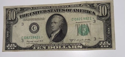 $10 Bill with Star Note 1950's *Rare* - Image 1 of 3
