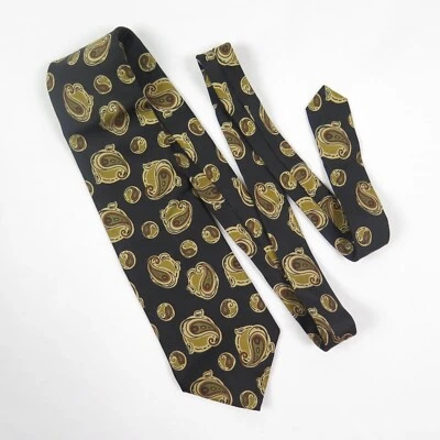 Corbata Christian Dior Monsieur para hombre 4" dorada negra cachemira tejida a mano Italia Foto 1 de 4