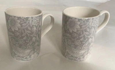Spode Morris & Co Pure Morris Strawberry Thief Mug 1 OR 2 New Silver Grey - Image 1 of 4