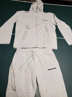 Men's Pink Dolphin Script Activewear Full Zip Hoodie and Jogger Set Heather Gray - Image 1 of 4