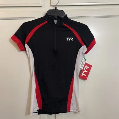 Camiseta deportiva de ciclismo TYR Carbon para mujer 1/2 cremallera mediana negra roja blanca nueva con etiquetas Foto 1 de 4