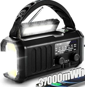 Emergency Hand Crank Radio AM/FM w/ LED Flashlight Solar Radio, Portable Weather - Picture 1 of 12