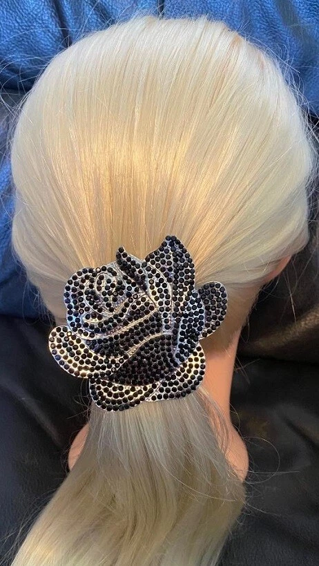 ¡Nuevo! ¡Corbata de pelo rosa negra ornamentada de 3 pulgadas de ancho! Foto 1 de 1