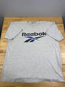 Vintage Reebok T Shirt Mens XL Gray Logo Crew Neck Short Sleeve USA 90s 10421 - Picture 1 of 10