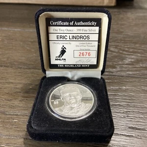 1995 Highland Mint Eric Lindros Silver Art Medal with COA /5000 Flyers - Bild 1 von 5