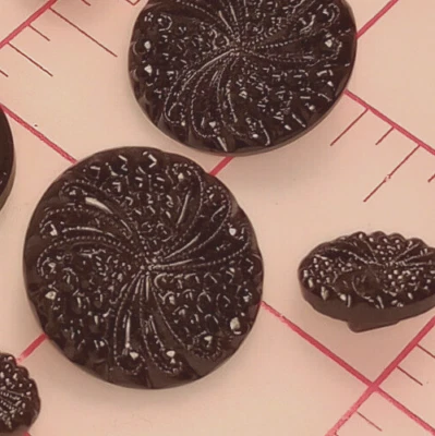 10 LG Vintage Beautiful Czech Pressed Glass Shank Button Jet Black 7/8" 22mm 385 - Image 1 of 4