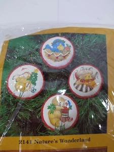 Creative Circle Crewel Embroidery Kit, #2141 "Nature's Wonderland" Ornaments - Picture 1 of 4