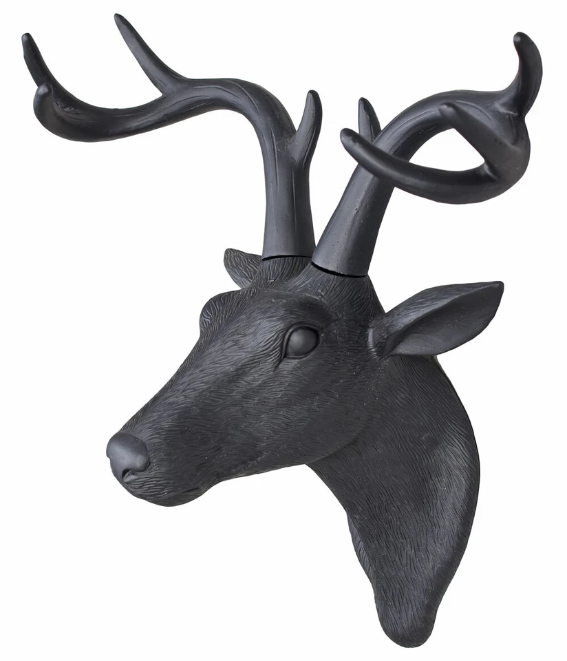 JAGDTROPHÄE Wandkopf Hirschkopf Schwarz Hirsch 40cm Hirschfigur Wanddeko Geweih - Bild 1 von 4