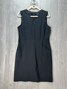 Lands' End Classic Black Career Sheath Dress Women's 12 Sleeveless Pockets - Picture 1 of 11
