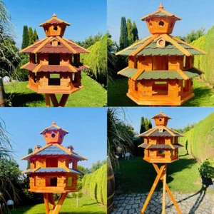 Villa para pájaros DARLUX XXL hexagonal doble piso casa para pájaros marrón/rojo/verde/azul/negro - Imagen 1 de 9