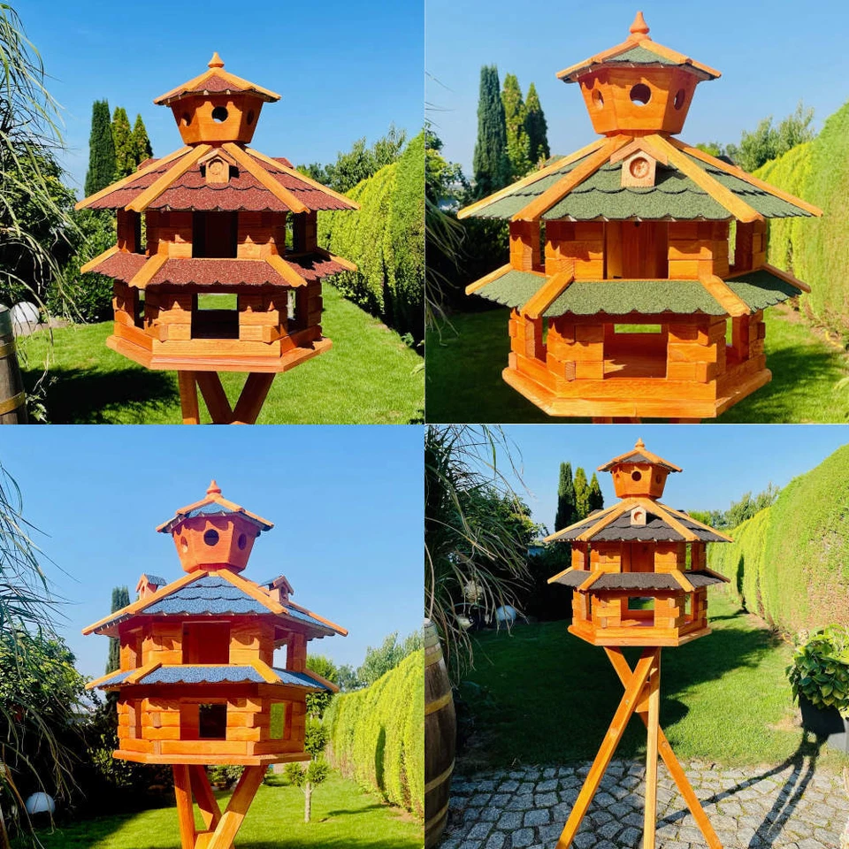 DARLUX Vogelvilla XXL Sechseck Doppelstock Vogelhaus Braun/Rot/Grün/Blau/Schwarz - Bild 1 von 1