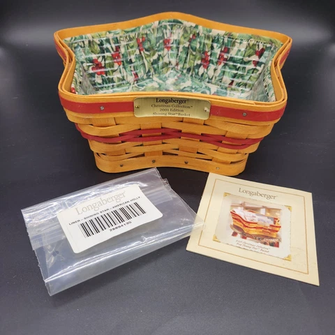 Longaberger 2001 RED SHINING STAR BASKET Liner Protector Product Card Christmas Cover