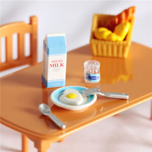 6Pcs Dollhouse Miniature eggs and milk Toys Doll Food Kitchen Accessor&FE
